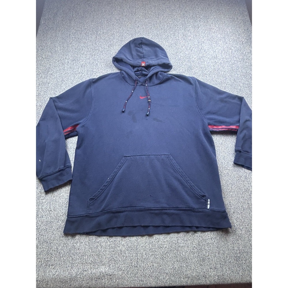 Vintage Y2K Nike Soccer Center Swoosh Hoodie Blue & Red